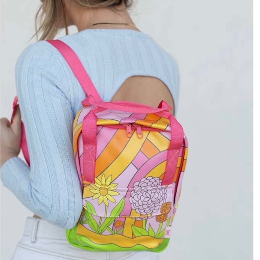 In the Groove Retro Floral Print Mini Backpack